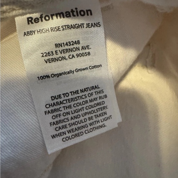 Reformation Abby High Rise ivory Straight Leg Jeans sz 26 - Picture 6 of 7